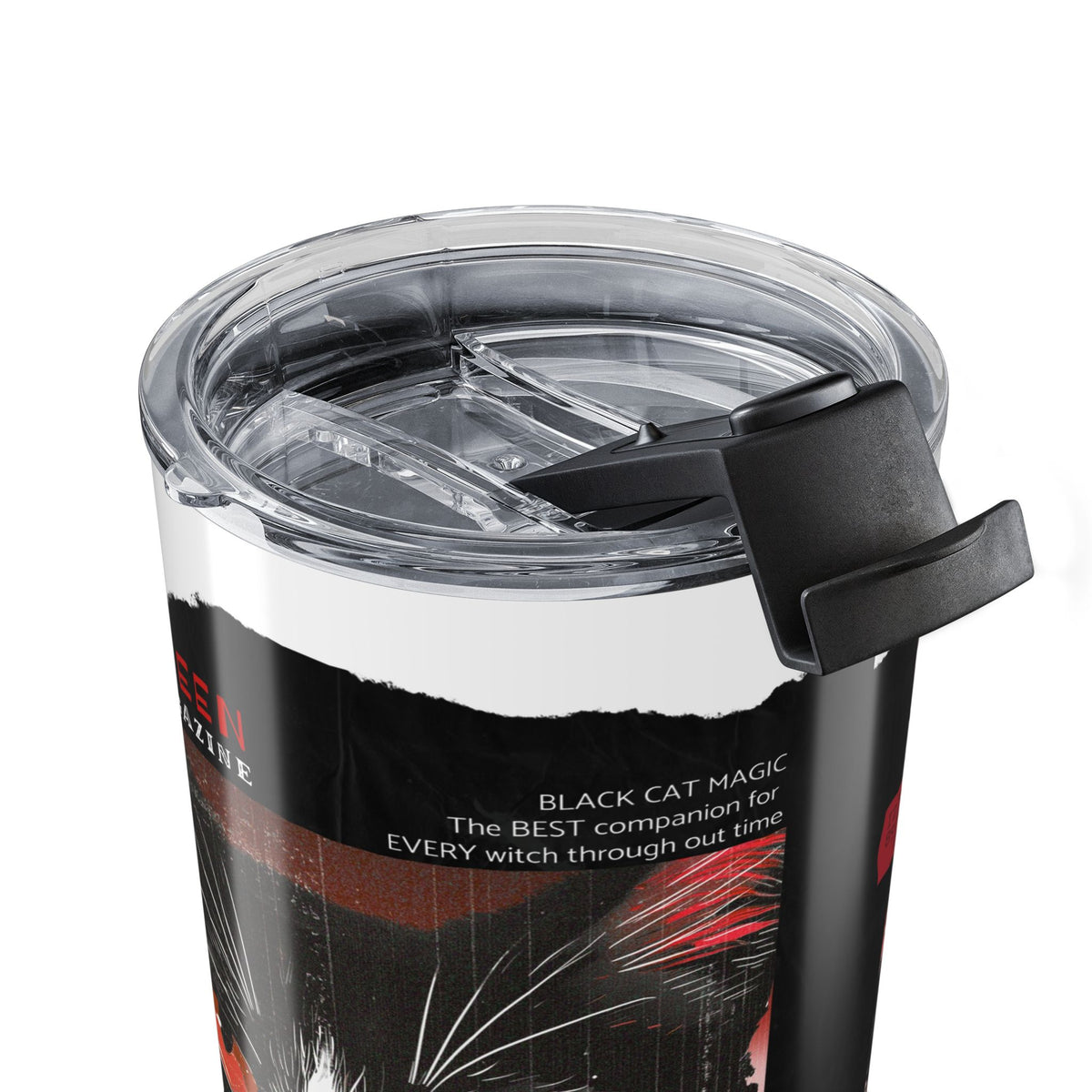 20oz Horror Cat Tumbler - Red-Eyed Noir Travel Mug— Halloween 2026