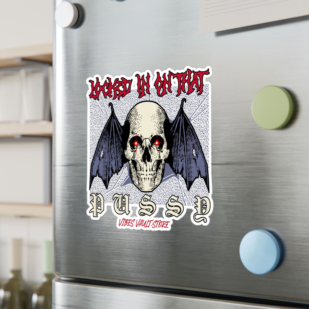 Gothic Skull Bat Kiss-Cut Vinyl Decal - Wings Fly Pussy — Halloween 2026