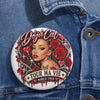 Red Roses Chrome Portrait Custom Pin Buttons
