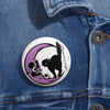 Moon and Black Cat Pin Badge - Purple Crescent Moon - Fall Halloween 2026