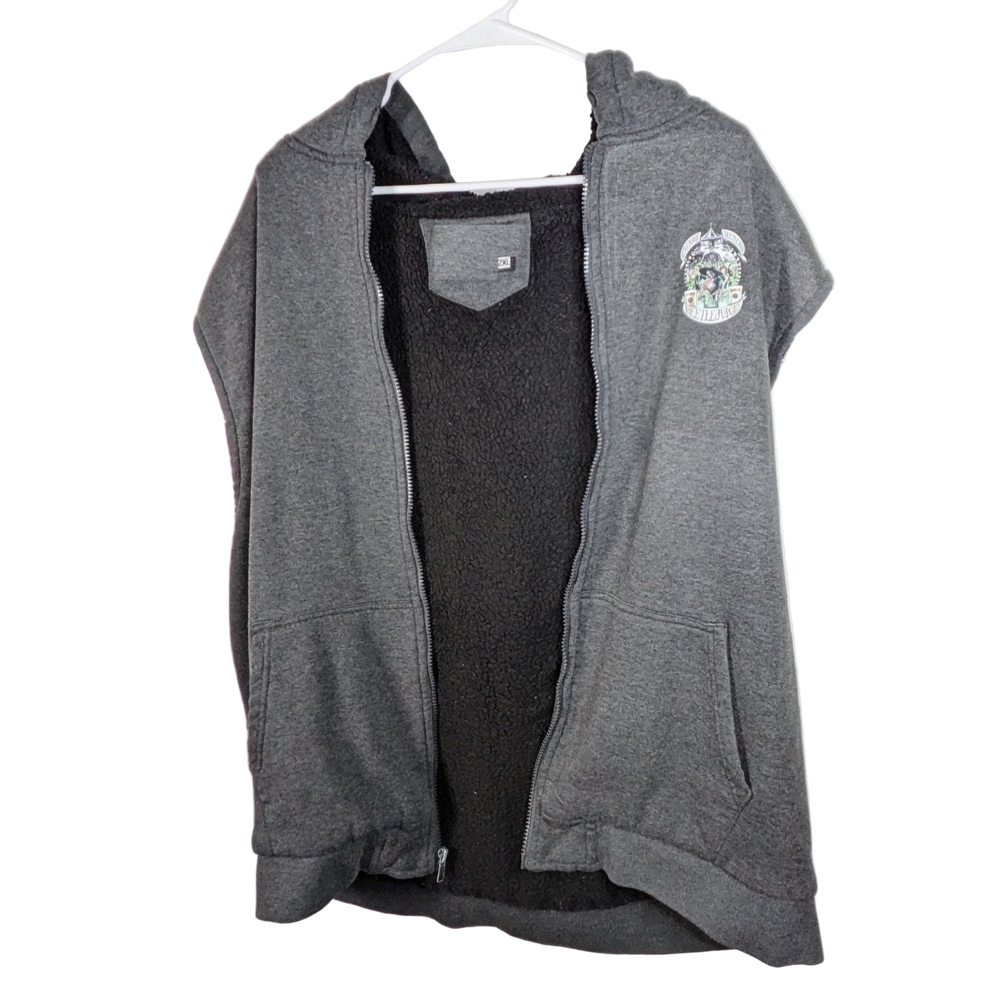 Grey Soft Hoodie Vest Beetlejuice