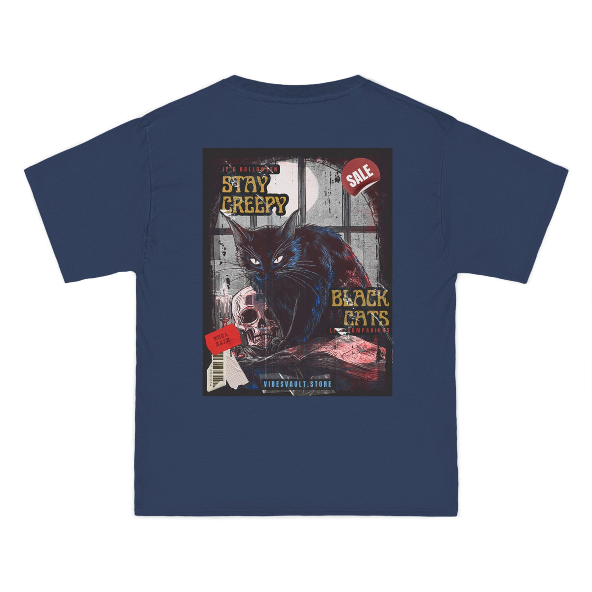 Black Cat "Stay Creepy"- T-shirt Top - Retro Graphic Tee - Fall Halloween 2026