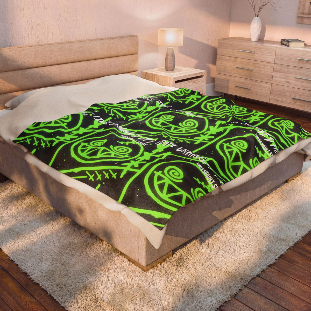 Neon Grin Velveteen Plush Blanket