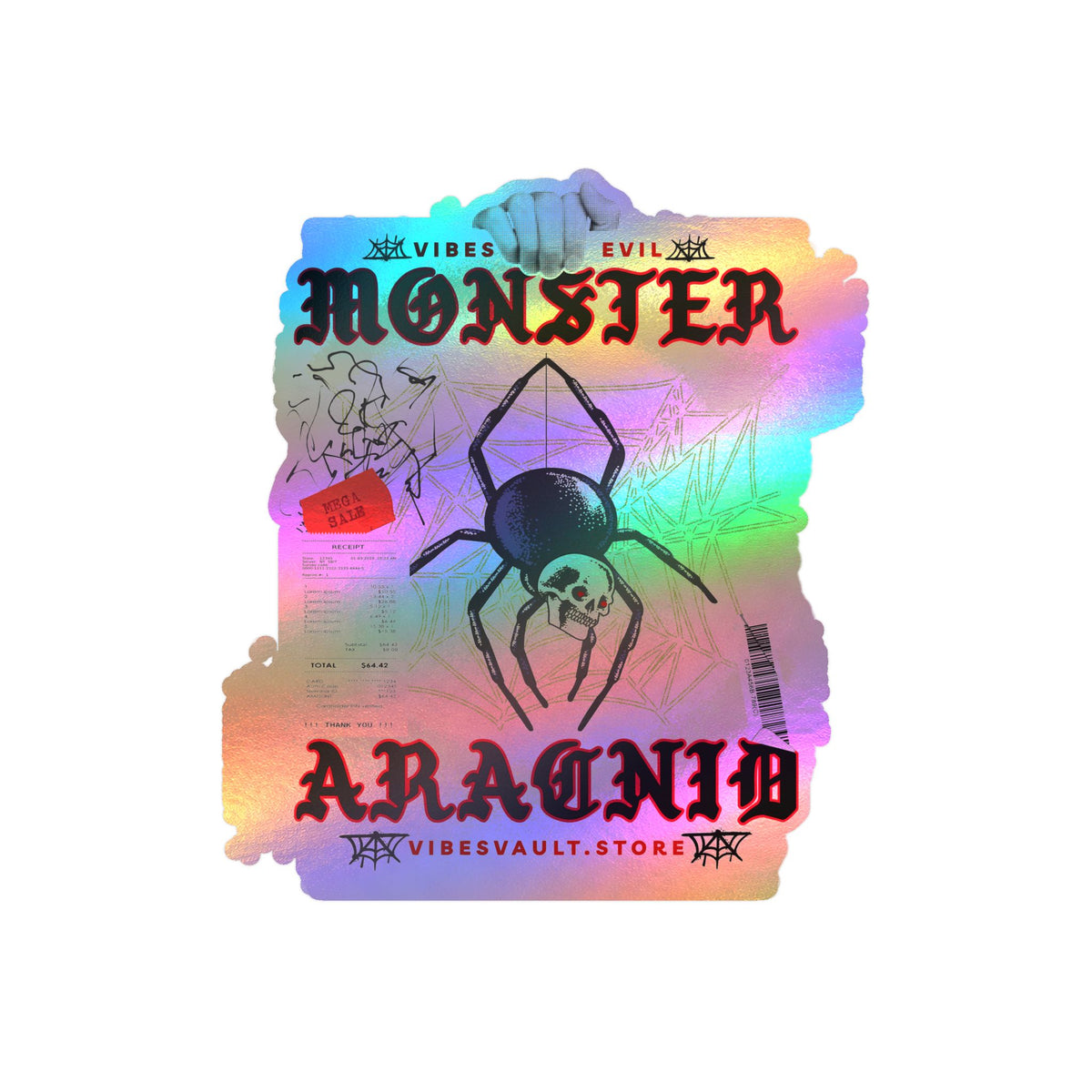 Monster Arachnid Kiss-Cut Vinyl Sticker — Gothic Spider Decal — Halloween 2026
