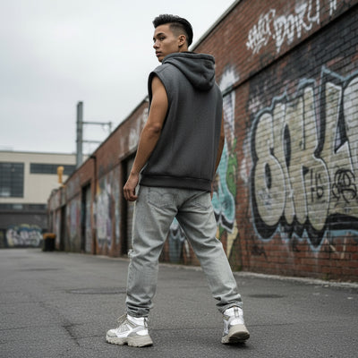 Grey Soft Hoodie Vest Beetlejuice