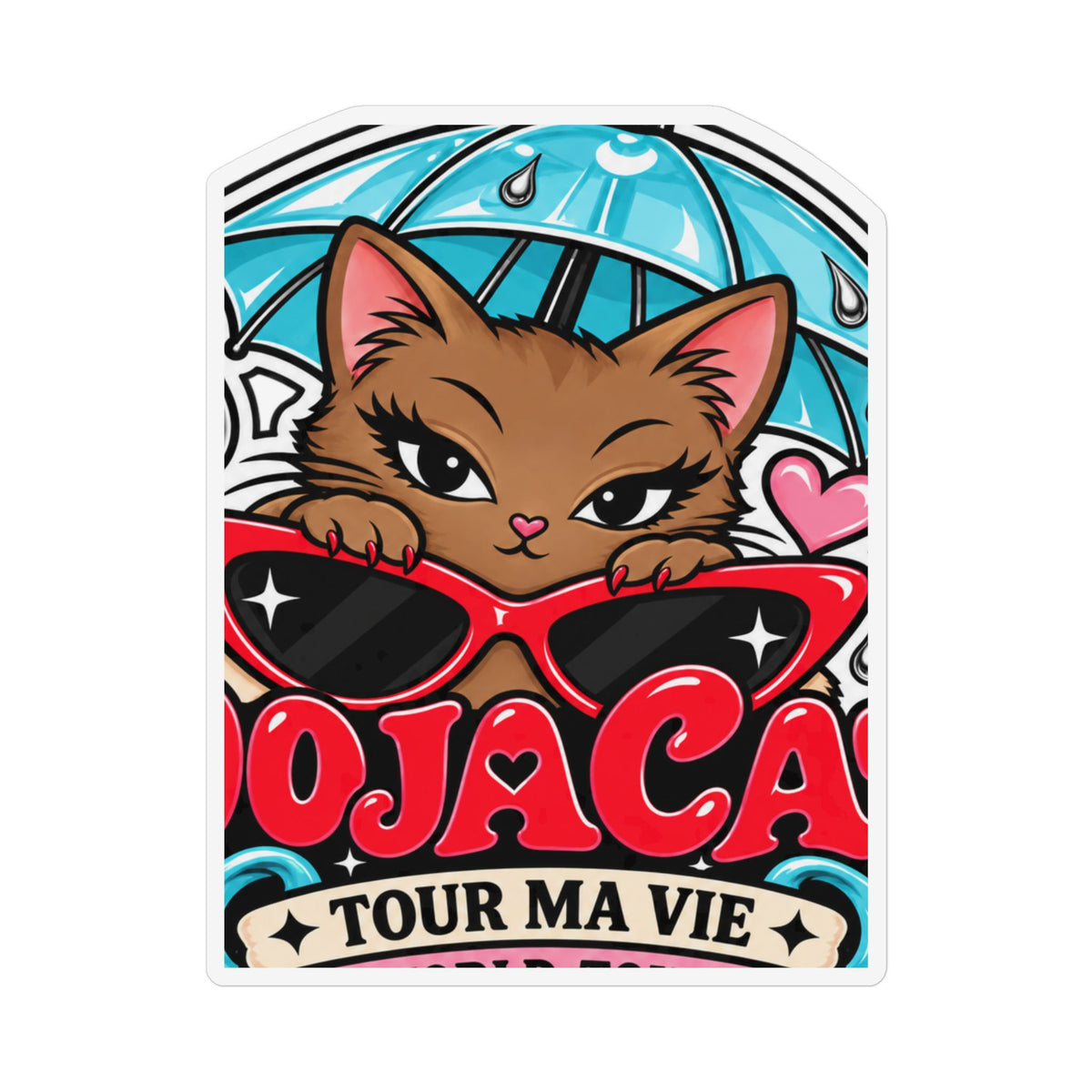 Brown Cat Umbrella Custom Shape Magnet
