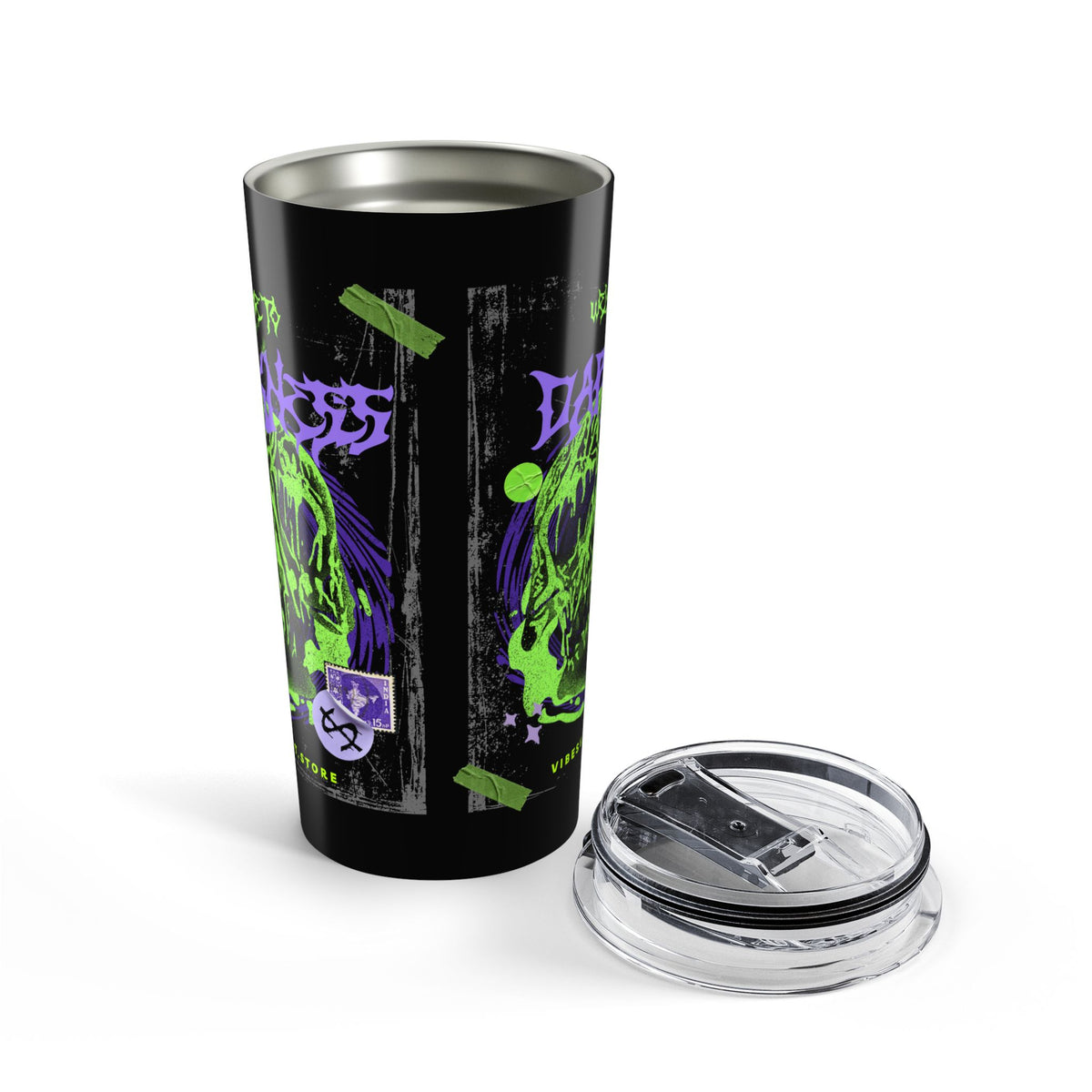 20oz Neon Skull Tumbler – Gothic Green & Purple Travel Cup