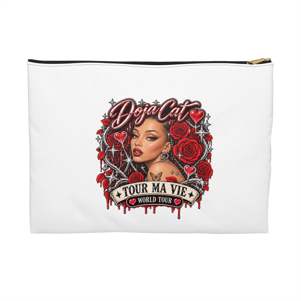 Red Roses Chrome Portrait Accessory Pouch