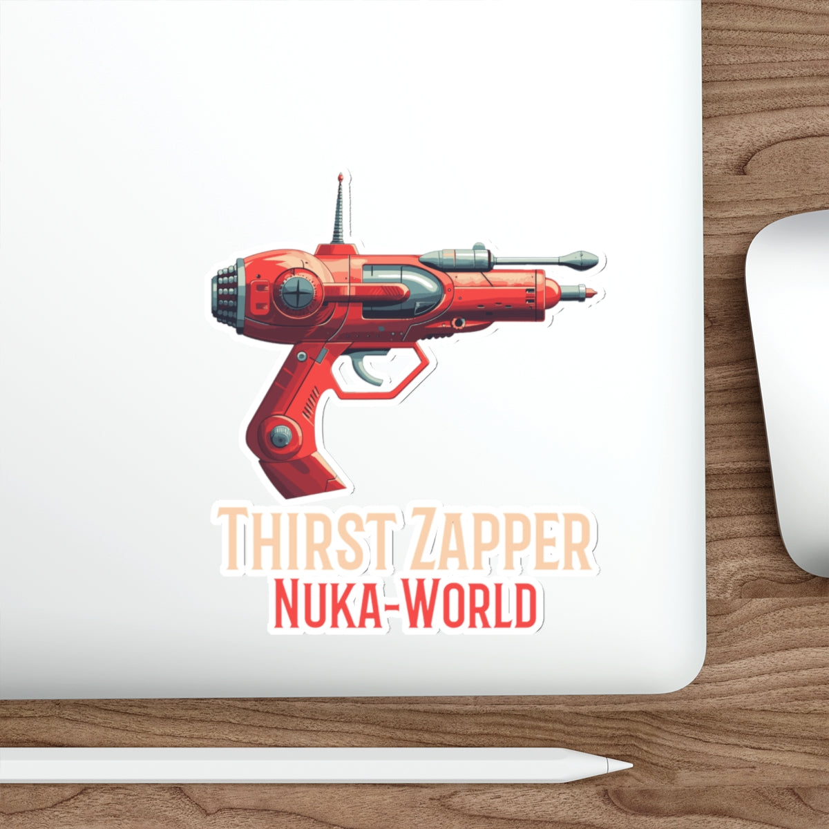 Thirst Zapper Fallout Nuka-World Die-Cut Sticker — Retro Raygun Vinyl Sticker for Laptops & Gaming Gear