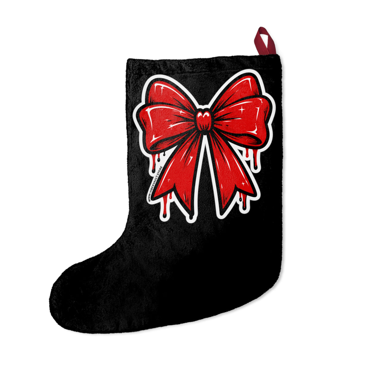 Christmas Stocking with Dripping Red Bow – Gothic Holiday Decor