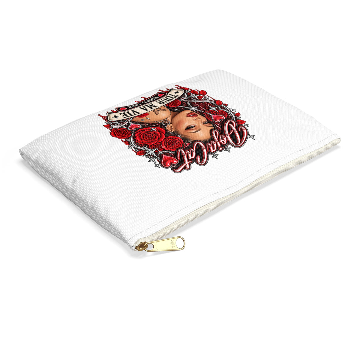 Red Roses Chrome Portrait Accessory Pouch