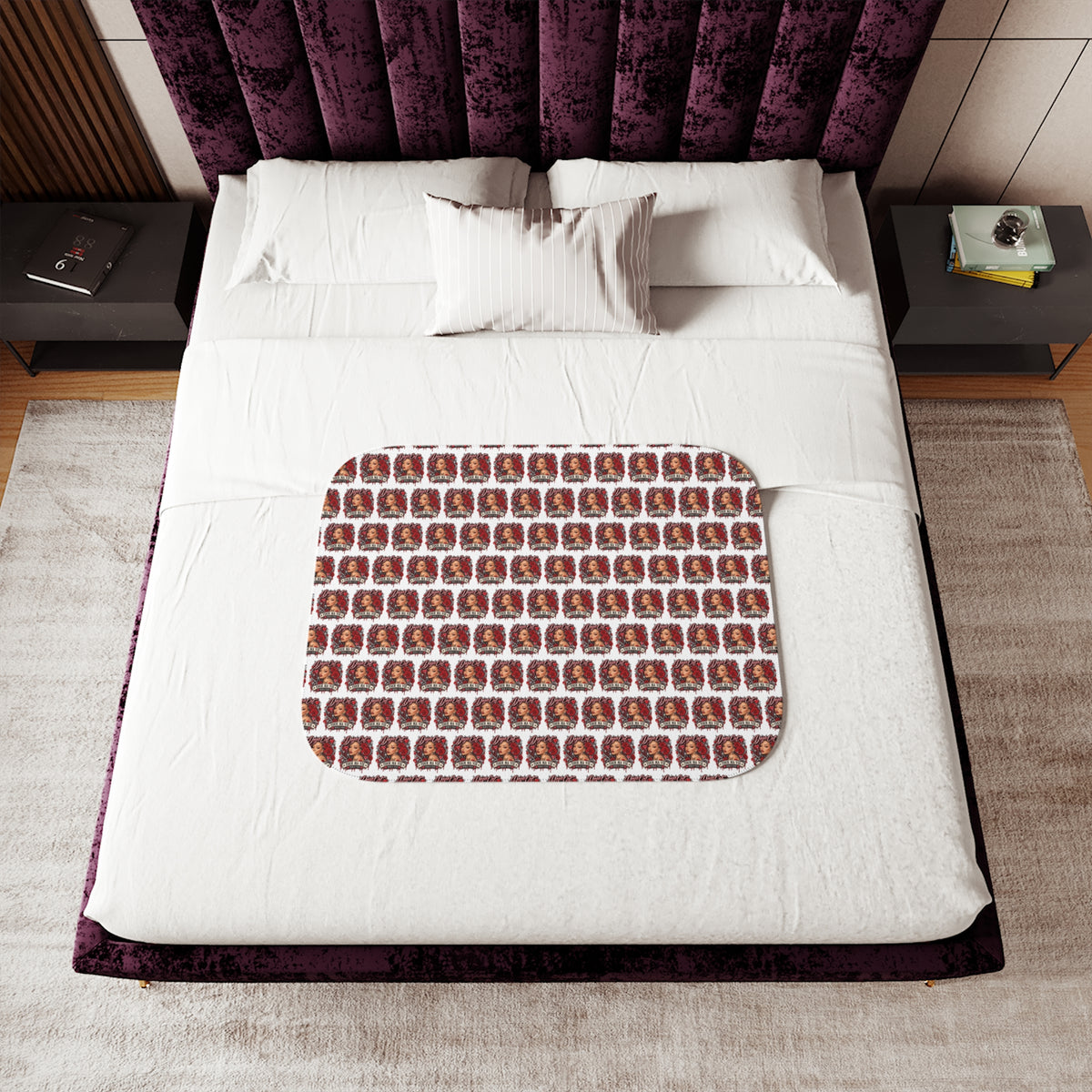 Red Roses Chrome Portrait Sherpa Blanket