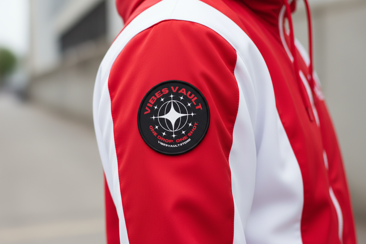 Vibes Vault Logo Iron-On Patch with Globe Stars