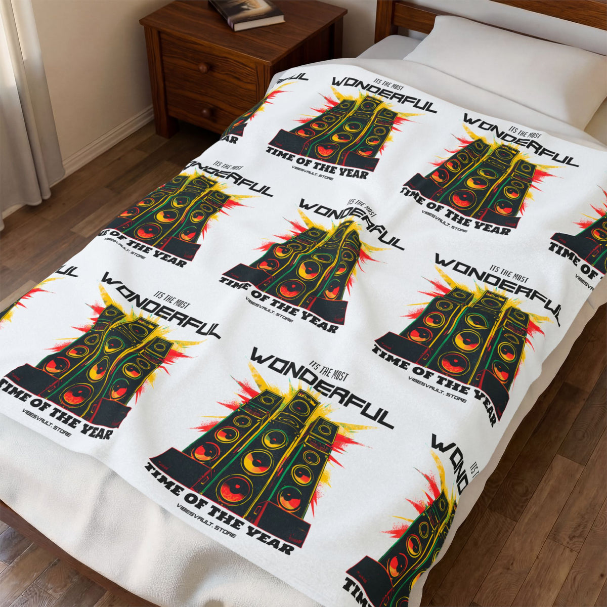 HOLIDAY Colorful Holiday Speakers Velveteen Plush Blanket