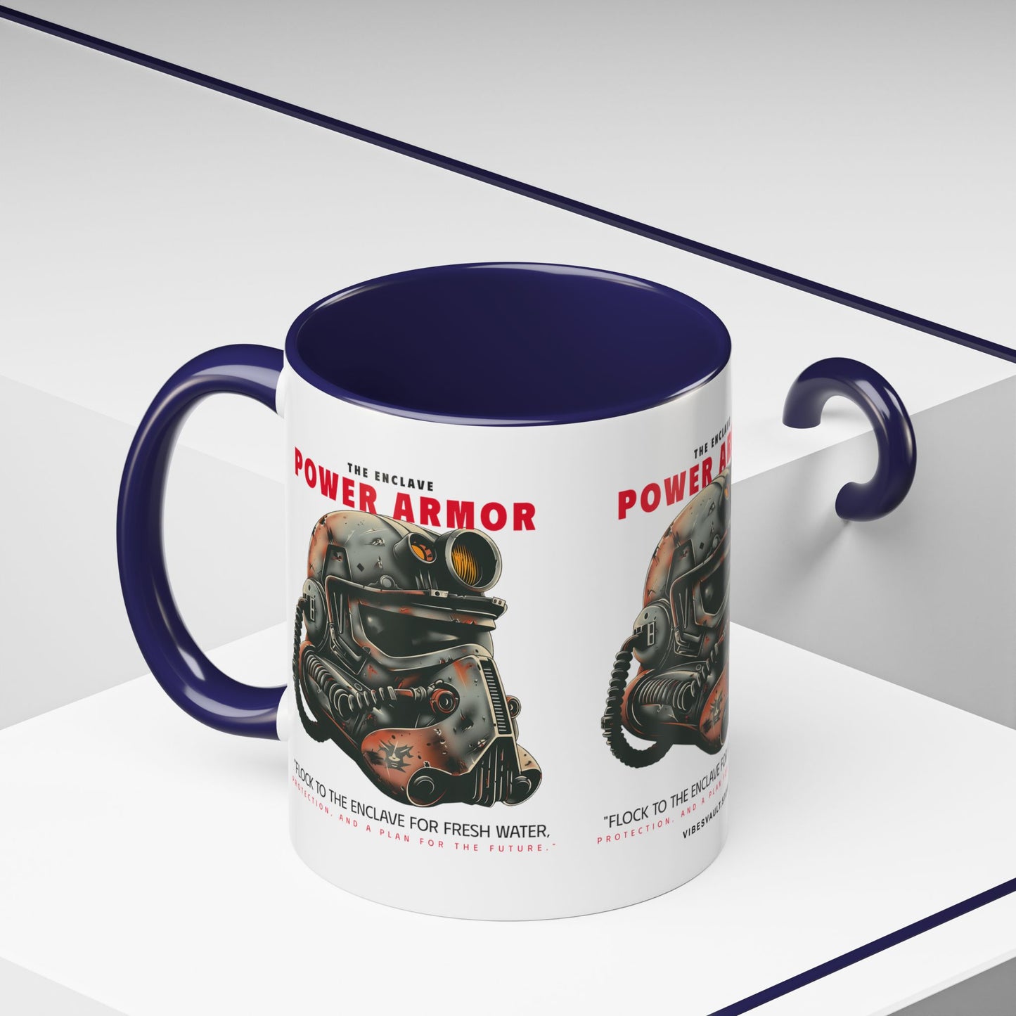 Power Armor Accent Coffee Mug — Fallout Enclave Helmet Design (11/15oz)