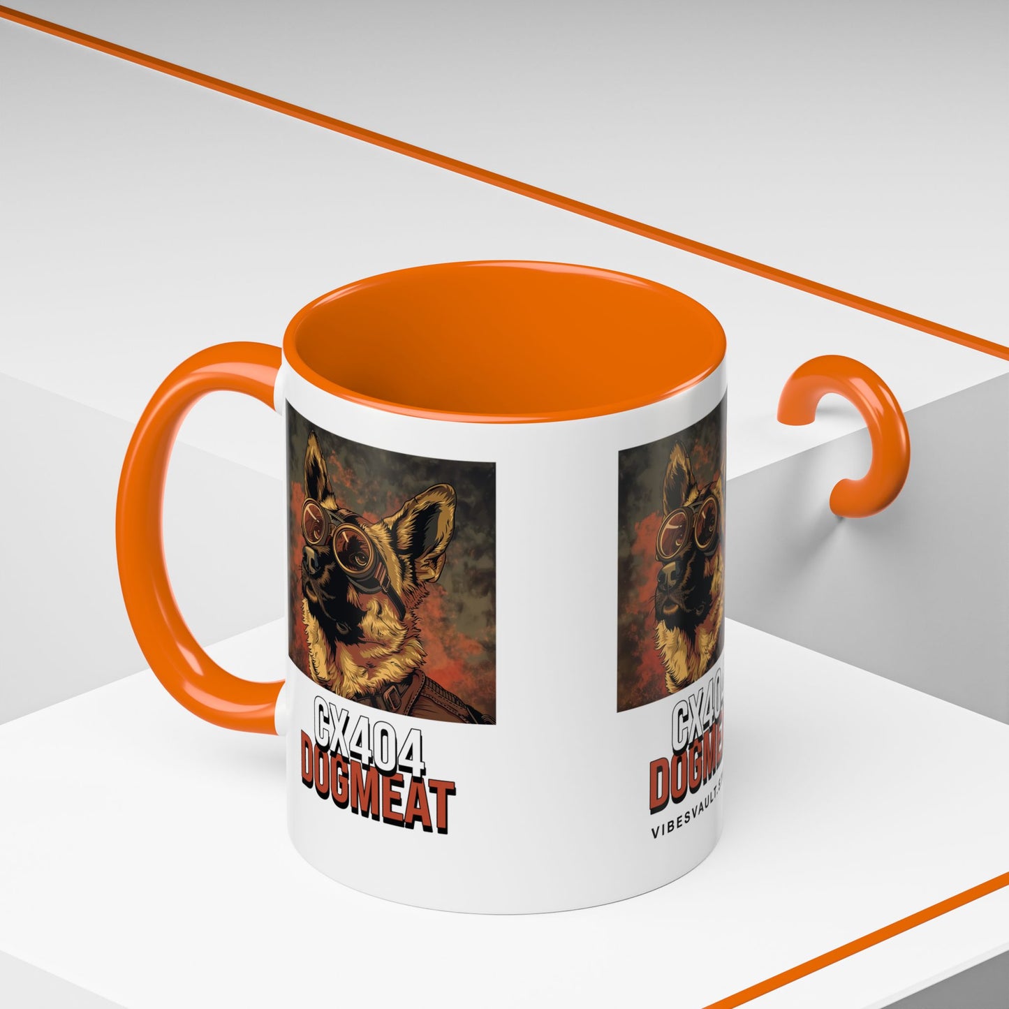 Dogmeat CX404 Accent Coffee Mug — Retro Pilot German Shepherd Gift (11/15oz)