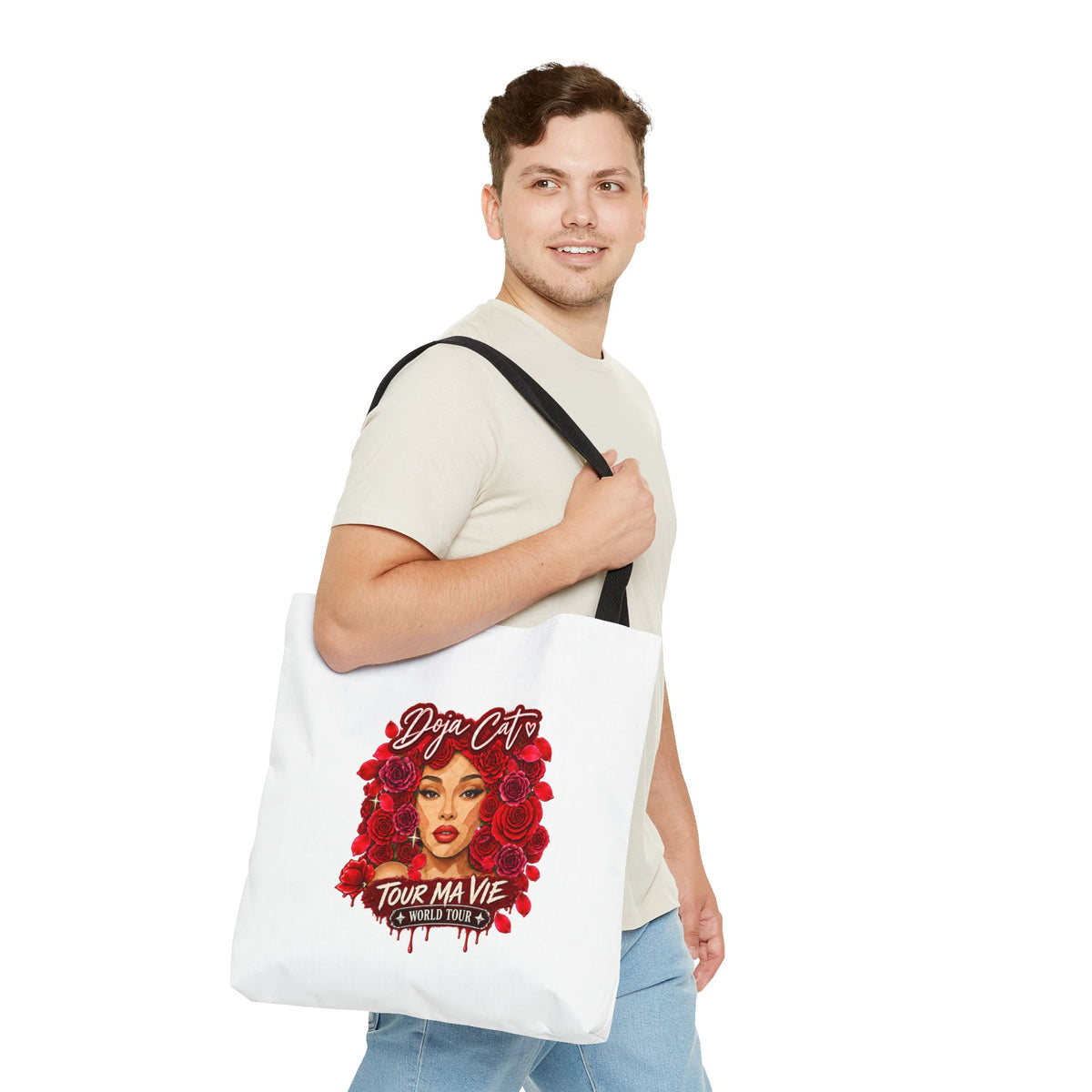 Rose Mosaic Portrait All-Over Print Tote Bag