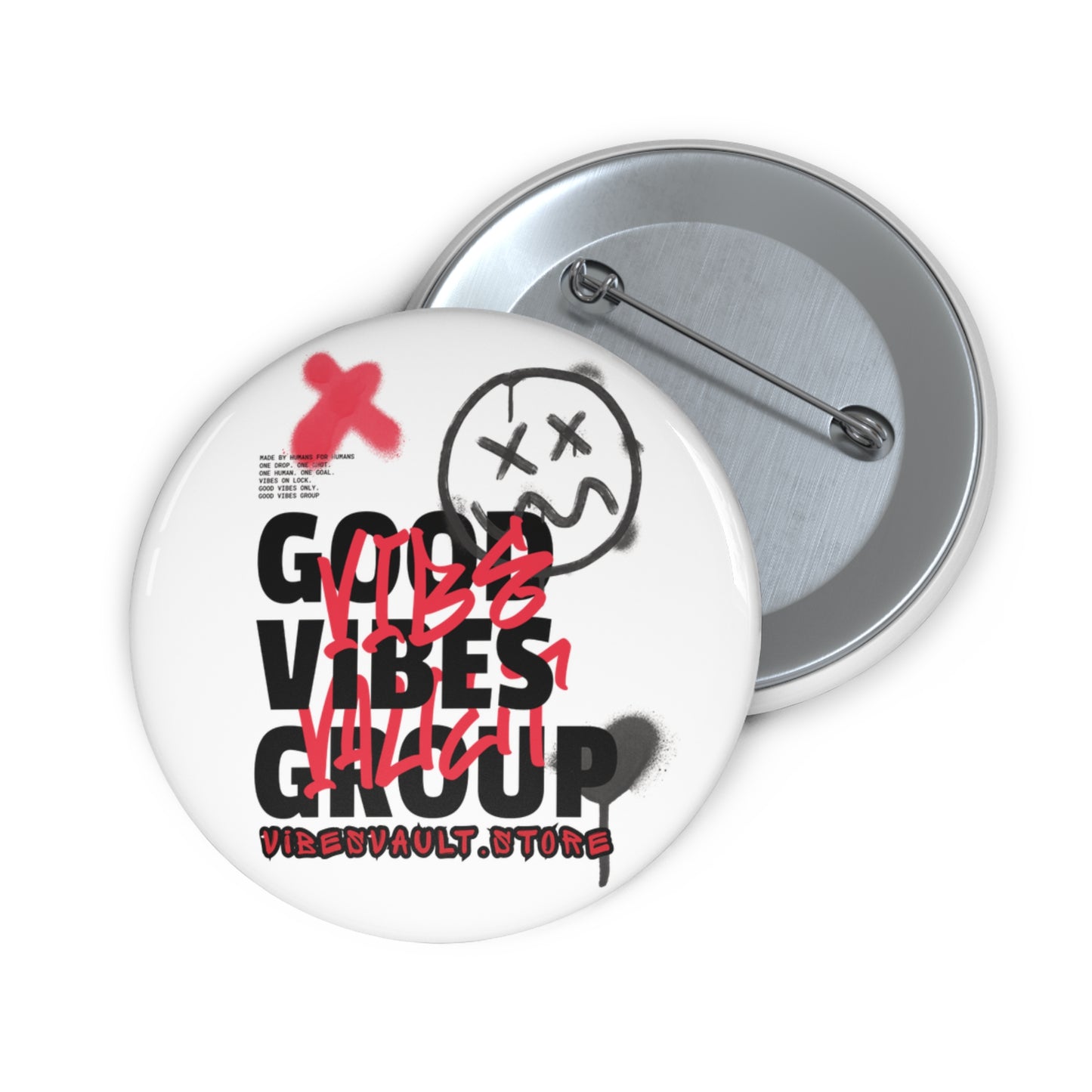 Good Vibes Group Vibes Vault Logo Pin Button