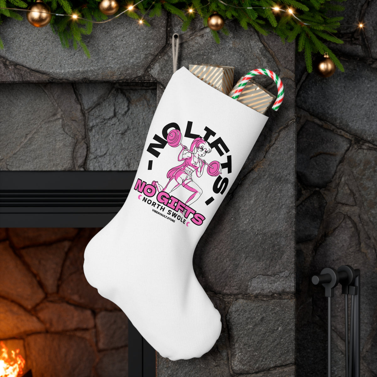 HOLIDAY No Gifts Gym Girl Santa Stocking