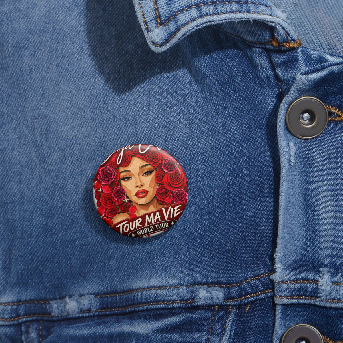 Rose Mosaic Portrait Custom Pin Buttons