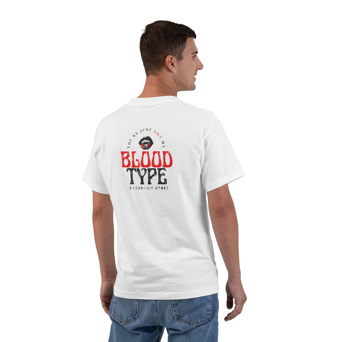 "You're Just Not My Blood Type" Retro Vampire Heart Graphic Tee - Fall Halloween 2026