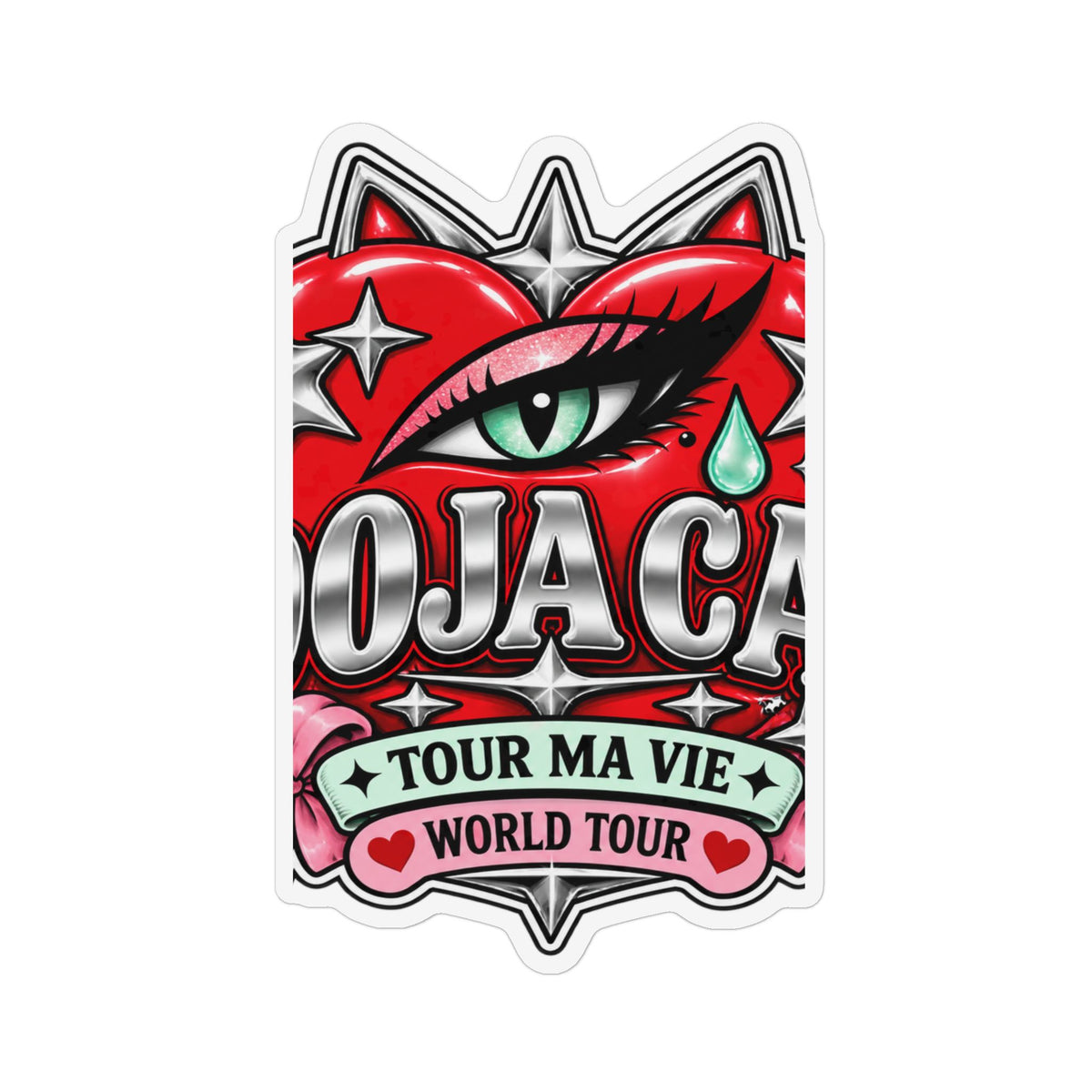 Red Heart Chrome Eye Custom Shape Magnet