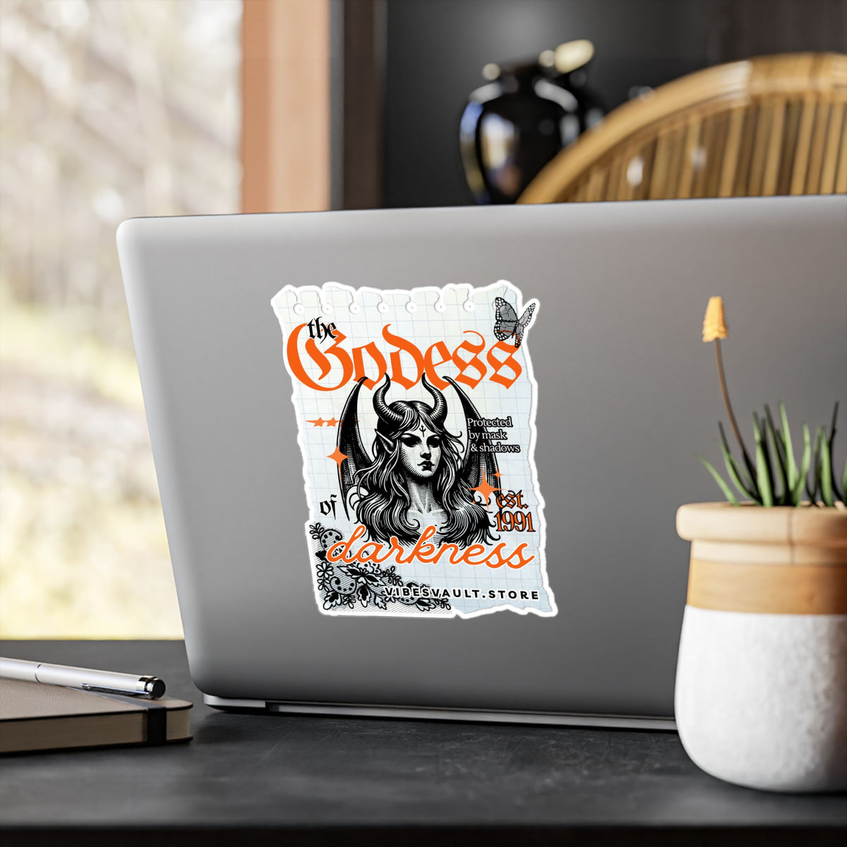 Goddess of Darkness Vinyl Sticker — Gothic Kiss-Cut Decal— Halloween 2026