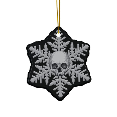 Black Gray Goth Skull Snowflake Christmas Ornament 1pc, 3pcs, 5pcs, or 10pcs