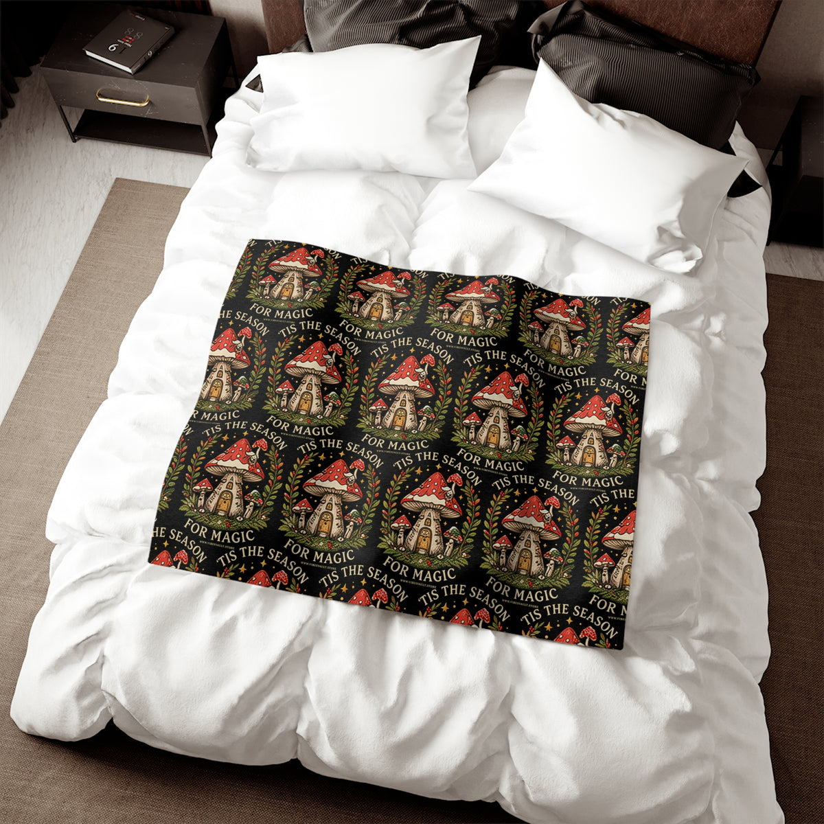 Fungi Magic Is in the Season Mushroom Holiday Sweatshirt Blanket