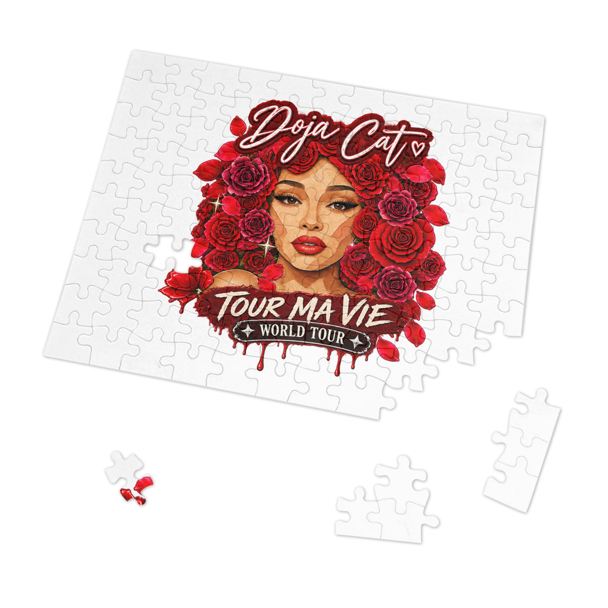 Rose Mosaic Portrait Jigsaw Puzzle with Tin
