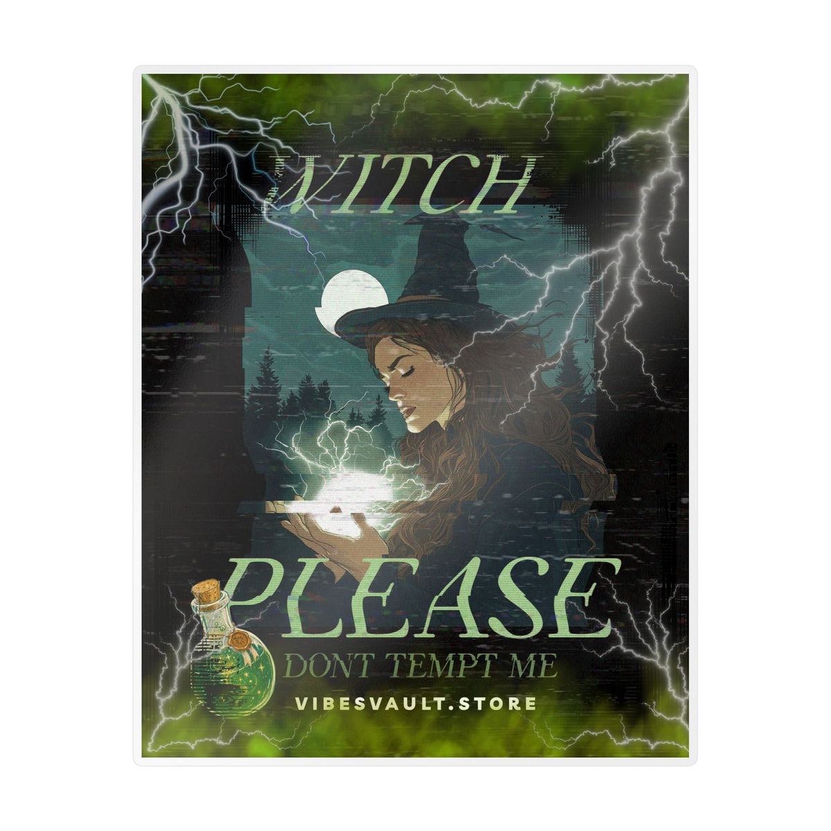 Witch Please Vinyl Sticker — 'Don't Tempt Me' Mystic Kiss-Cut Decal— Halloween 2026