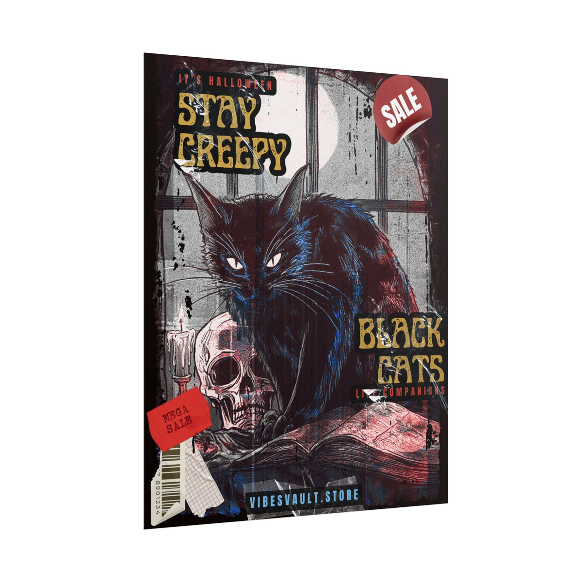 Stay Creepy Halloween Cat Poster - Black Cat Magic October Fall 2026
