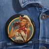 Fallout Nuka Cola Pin-Up Button Pin — Retro Cowgirl Soda Pop Design