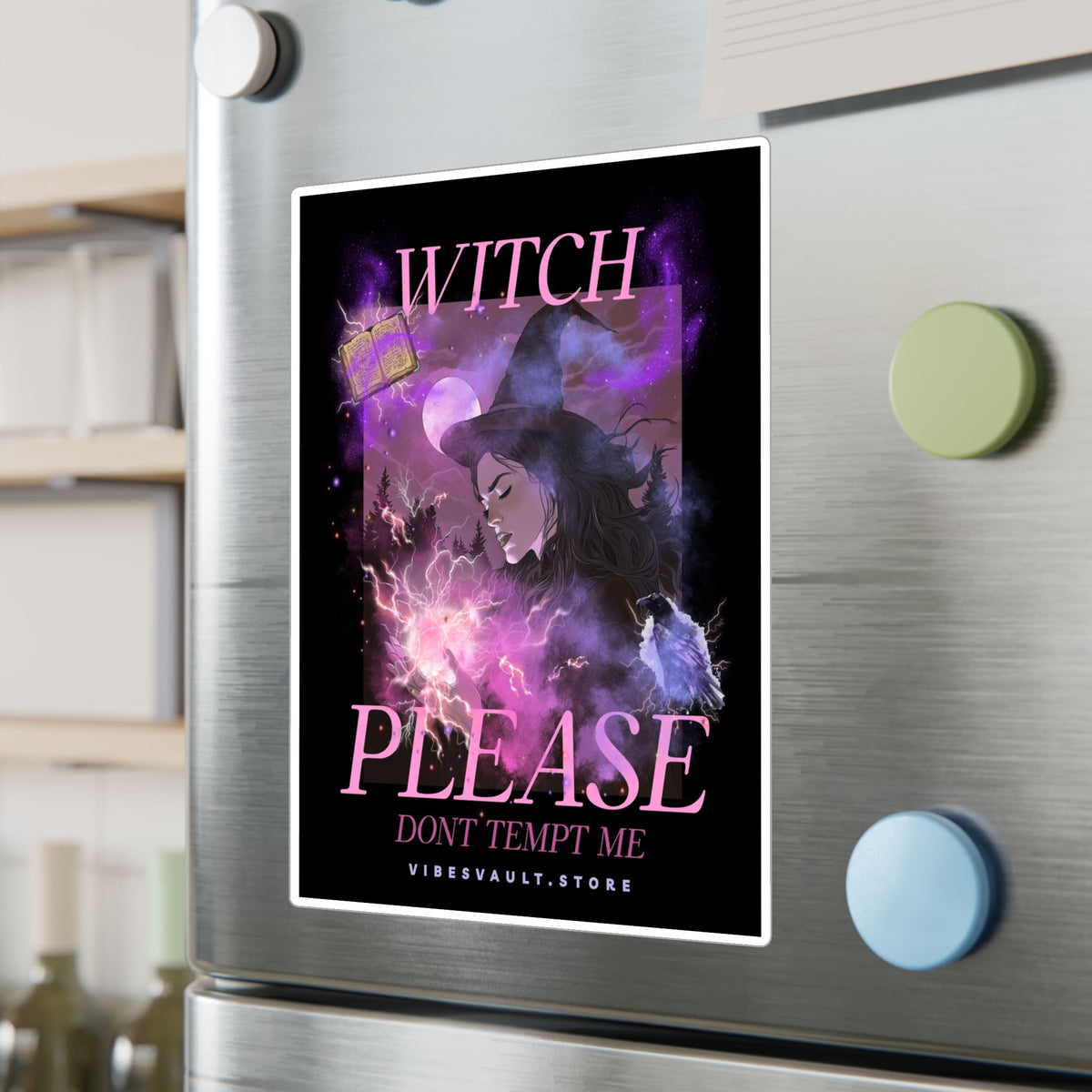 Witch Please Vinyl Sticker — 'Don't Tempt Me' Gothic Witchy Kiss-Cut Decal— Halloween 2026
