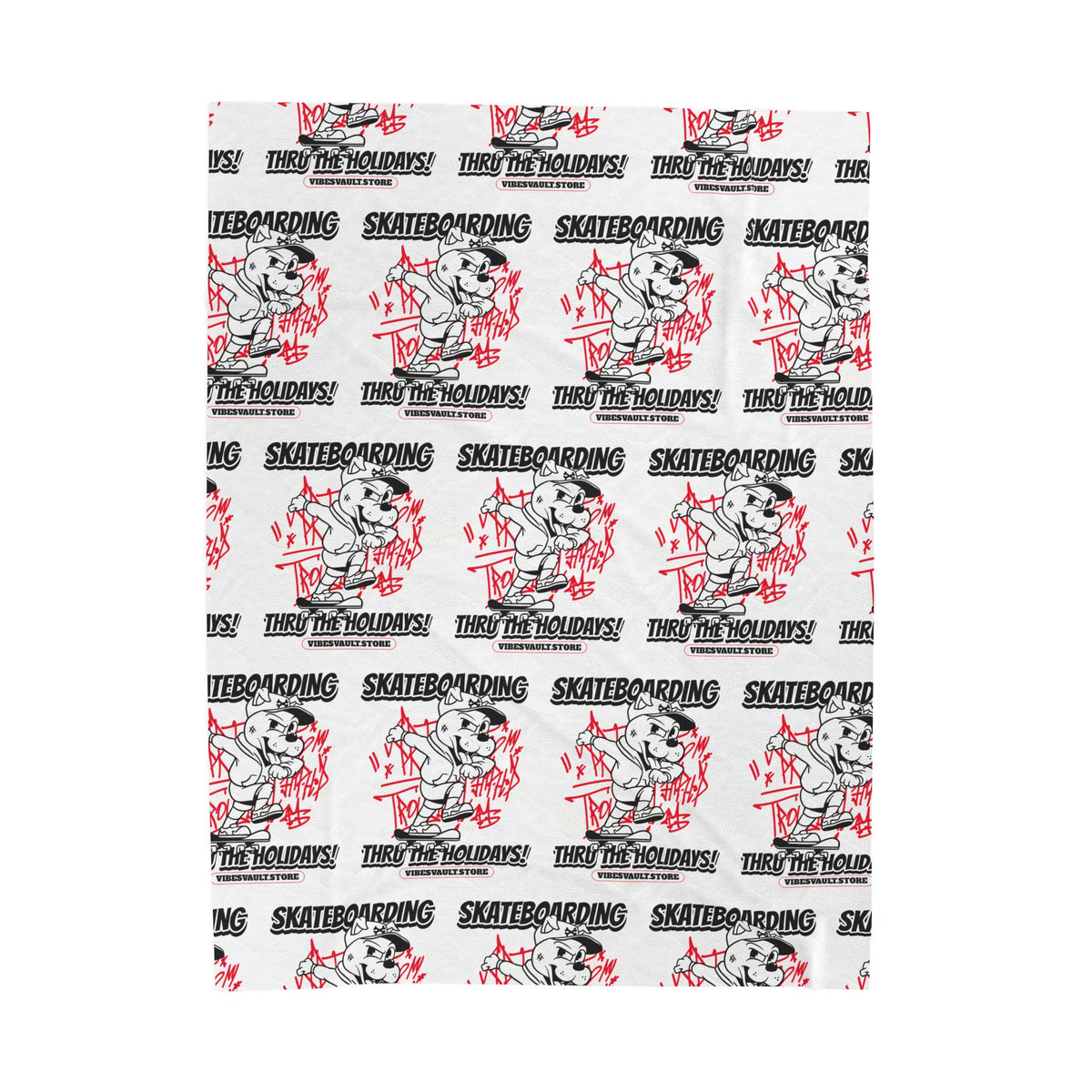 HOLIDAY Skateboarding Through the Holidays Velveteen Plush Blanket