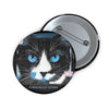 Black Halloween Cat with Blue Eyes Badge Pin Button - Fall Halloween 2026
