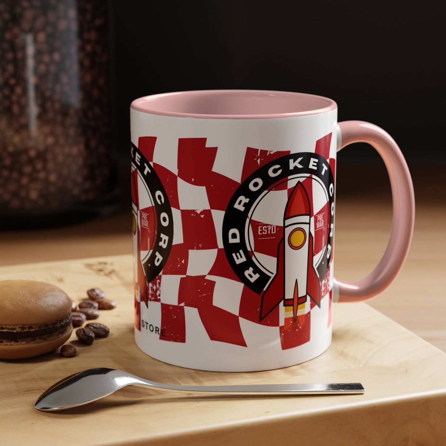 Coffee Mug — Red Rocket Corp Retro Rocket Logo Accent Mug (11/15oz)