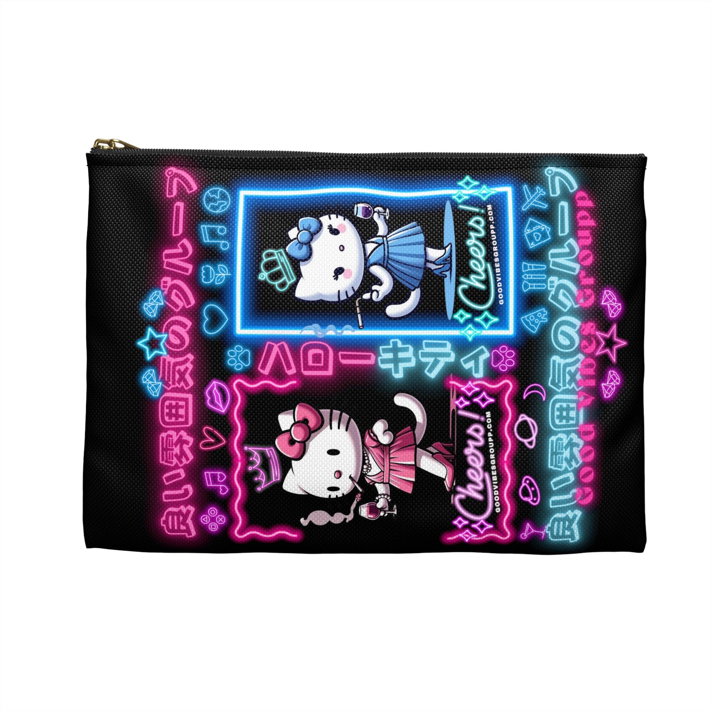 Neon Kitty Zip Bag