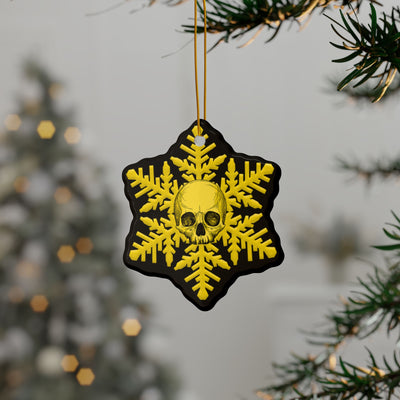 Black Yellow Skull Snowflake Christmas Ornament 1pc, 3pcs, 5pcs, or 10pcs