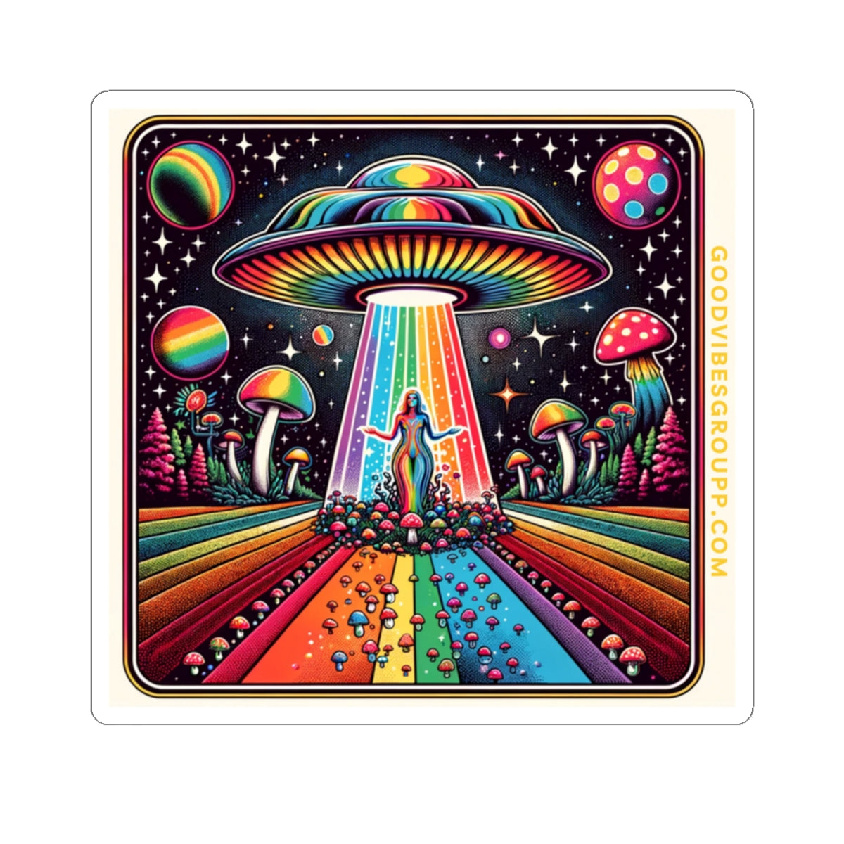 Sticker Rainbow UFO Space