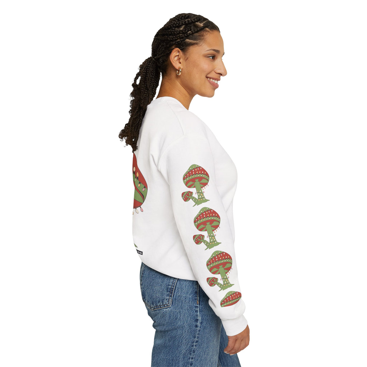 Mushroom Tree Crewneck Sweatshirt — Festive Toadstool Holiday Graphic