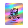 October Vibes Kiss-Cut Vinyl Decal — Halloween Moon Cat Skull Sticker