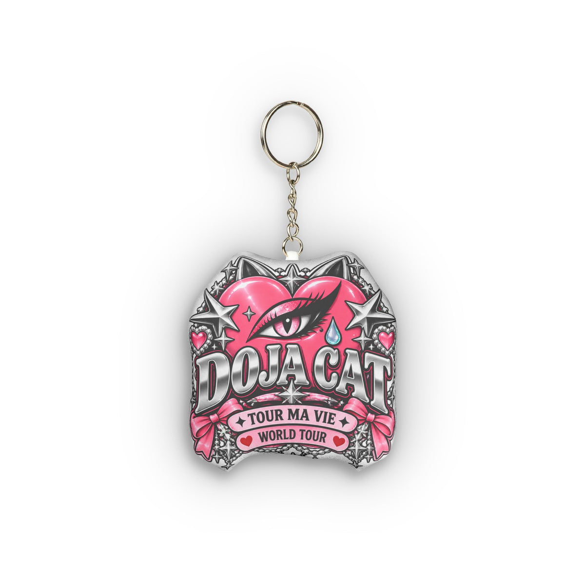 Pink Heart Chrome Eye Custom Shape Mini Plush Keychain