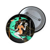 Witch Flying Broom - Orange and Green Stars Magic - Dracula Pin Badge - Fall Halloween 2026