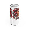 Red Roses Chrome Portrait Slim Can Cooler