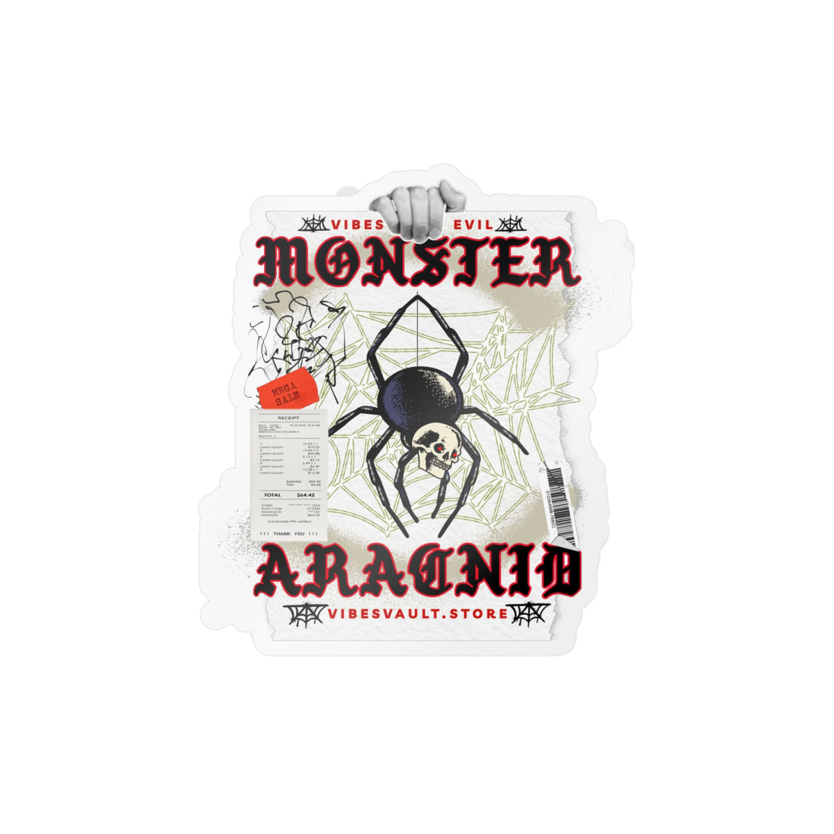 Monster Arachnid Kiss-Cut Vinyl Sticker — Gothic Spider Decal — Halloween 2026