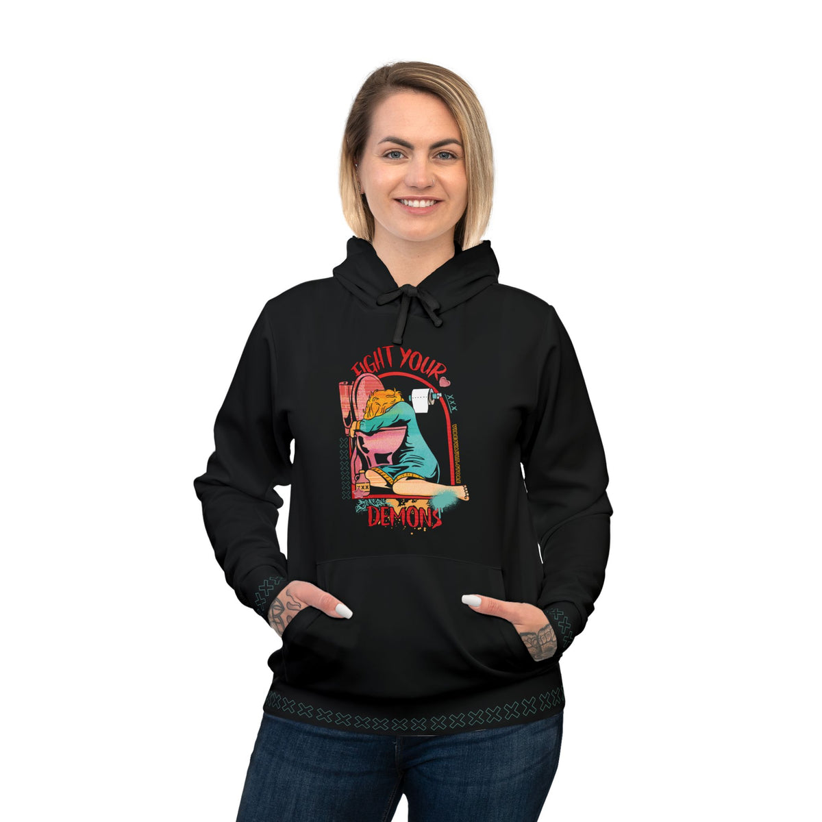 Hoodie — Fight Your Demons Retro Graphic Hooded Sweatshirt