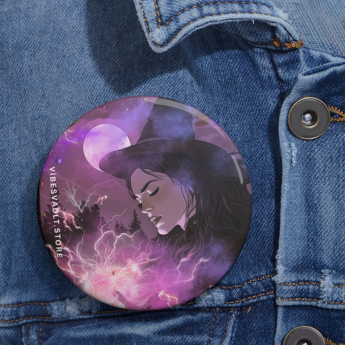Witch Full Moon Pin - Magic Button Badge - Fall Halloween 2026
