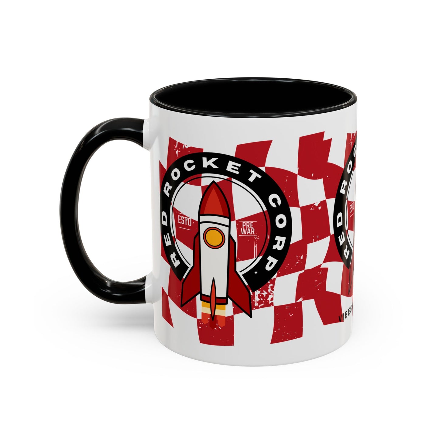Coffee Mug — Red Rocket Corp Retro Rocket Logo Accent Mug (11/15oz)