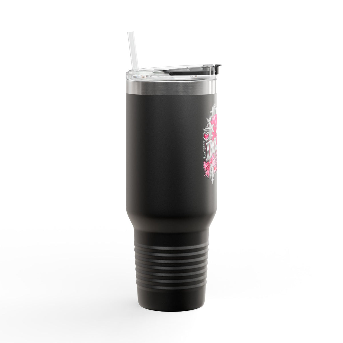 Pink Heart Chrome Eye Insulated Travel Mug 40oz